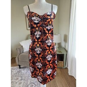 Eye Candy Dress Size XL Velvet Goth Vintage goat heads, pentagrams, Flames Mini